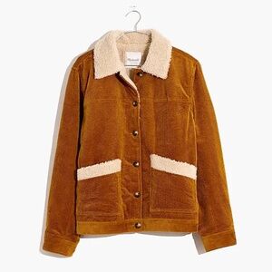 Sherpa-Lined Corduroy Swing Chore Coat in size XXS